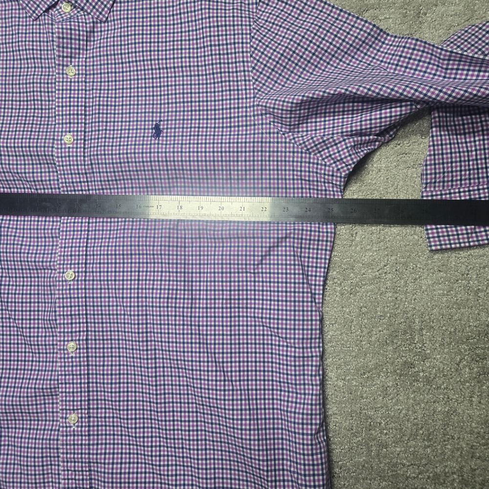 Polo Ralph Lauren Mens XL Purple Gingham Check Button Down Long Sleeve Cotton - Picture 2 of 6
